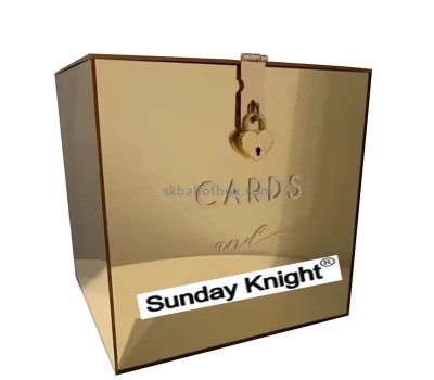 Custom wholesale gold mirrored acrylic wedding cards box BB-2971