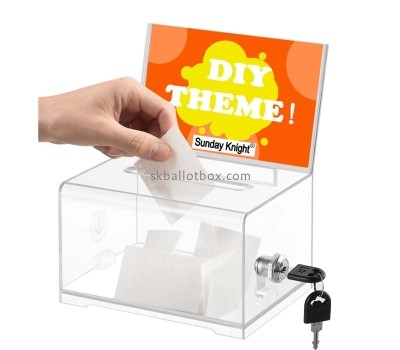 Custom wholesale acrylic voting box with sign holder BB-2973
