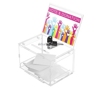 Plexiglass item supplier custom acrylic donation box with lock key DB-115