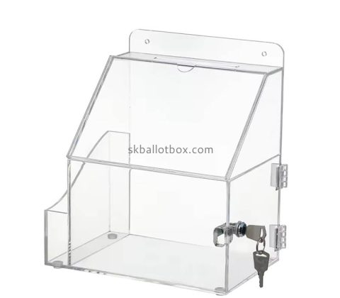 Custom wholesale acrylic wall hanging suggestion box with notepad holder SB-185