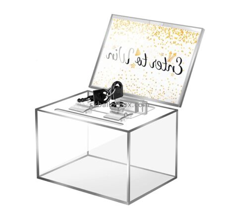 Plexiglass boxes manufacturer custom lockable ballot box with sign holder BB-2841