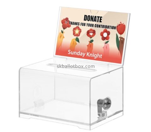 Wholesale custom acrylic donation box with lock key DB-262