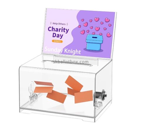 Wholesale custom acrylic charity box with sign holder DB-260