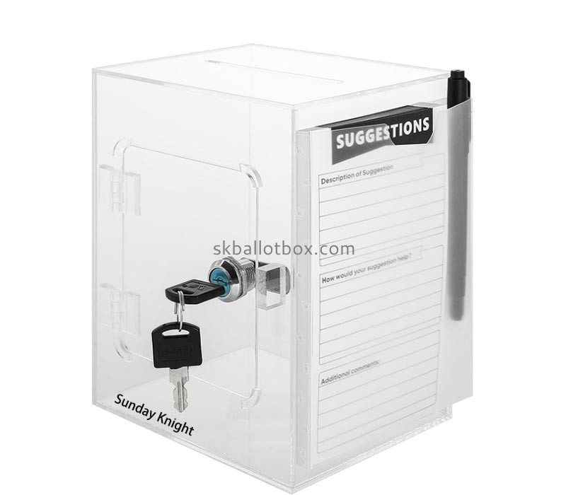 Wholesale custom acrylic suggestion box with slot and lock SB-230