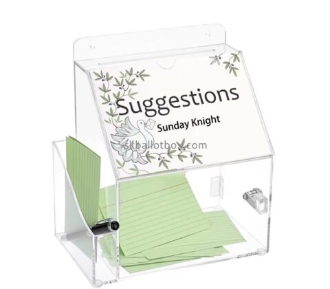 Wholesale custom acrylic suggestion box with sticky notes holder SB-226