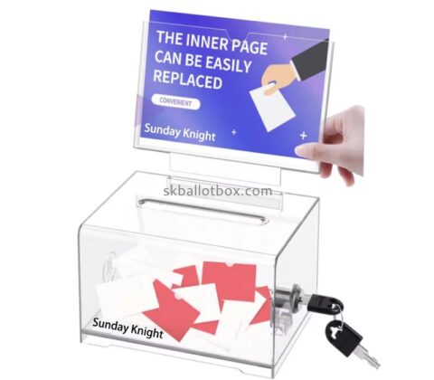 Wholesale custom acrylic suggestion box with sign slot SB-224