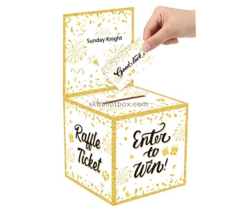 Wholesale custom acrylic raffle tickets box with sign holder BB-3020