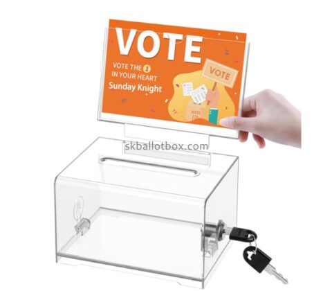 Wholesale custom acrylic voting box with slot and key lock BB-3018