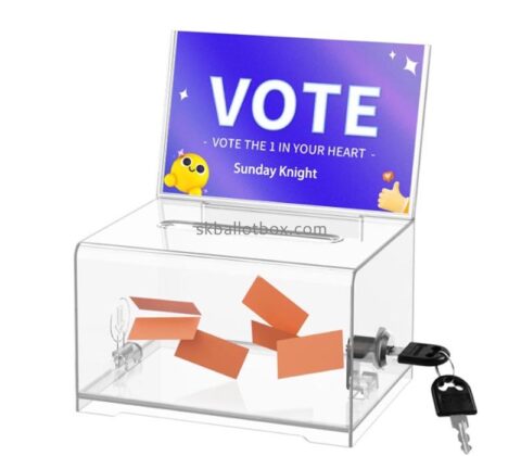 Wholesale custom acrylic voting box with sign holder BB-3017