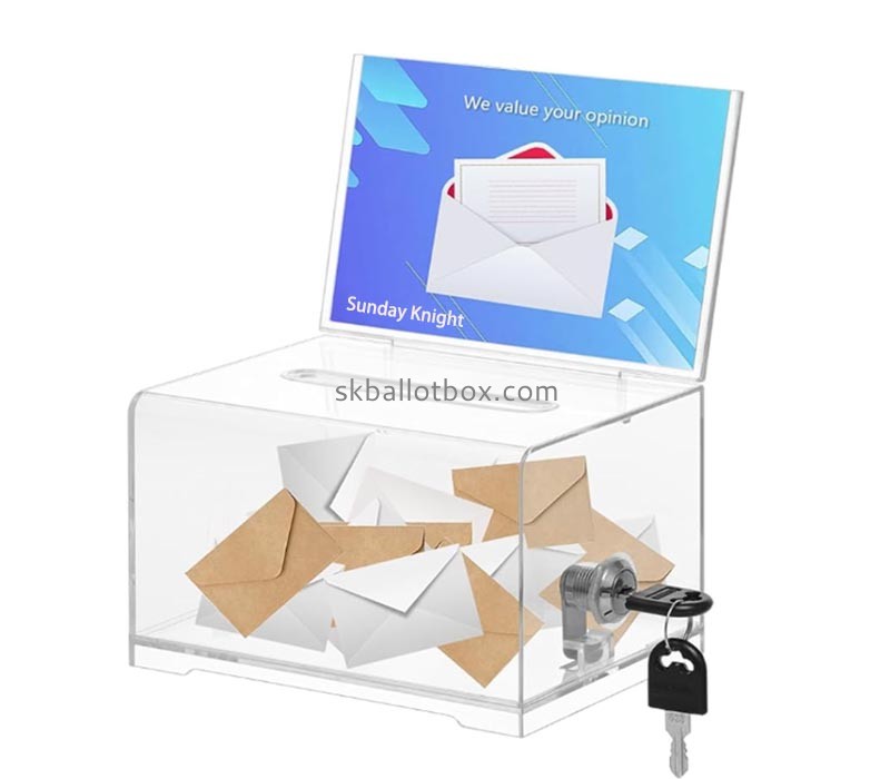 Custom wholesale plexiglass lockable card collection box SB-219