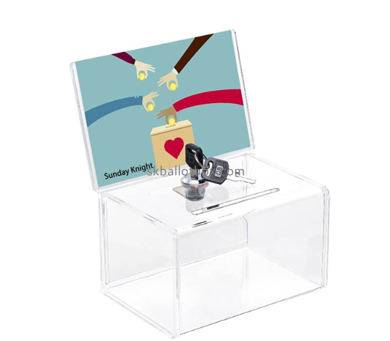 Custom wholesale acrylic donation box with key lock DB-246