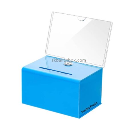 Custom wholesale acrylic charity box with key lock DB-245