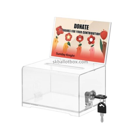 Custom wholesale acrylic donation box with key lock DB-244