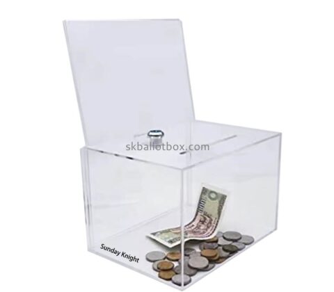 Custom wholesale acrylic donation collection box with insert sign DB-242