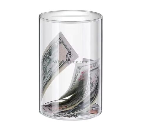 Custom wholesale acrylic round money collection box DB-239