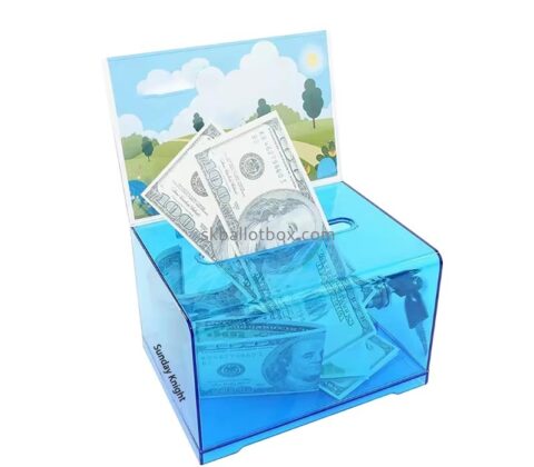 Custom wholesale acrylic money donation box with sign holder DB-235