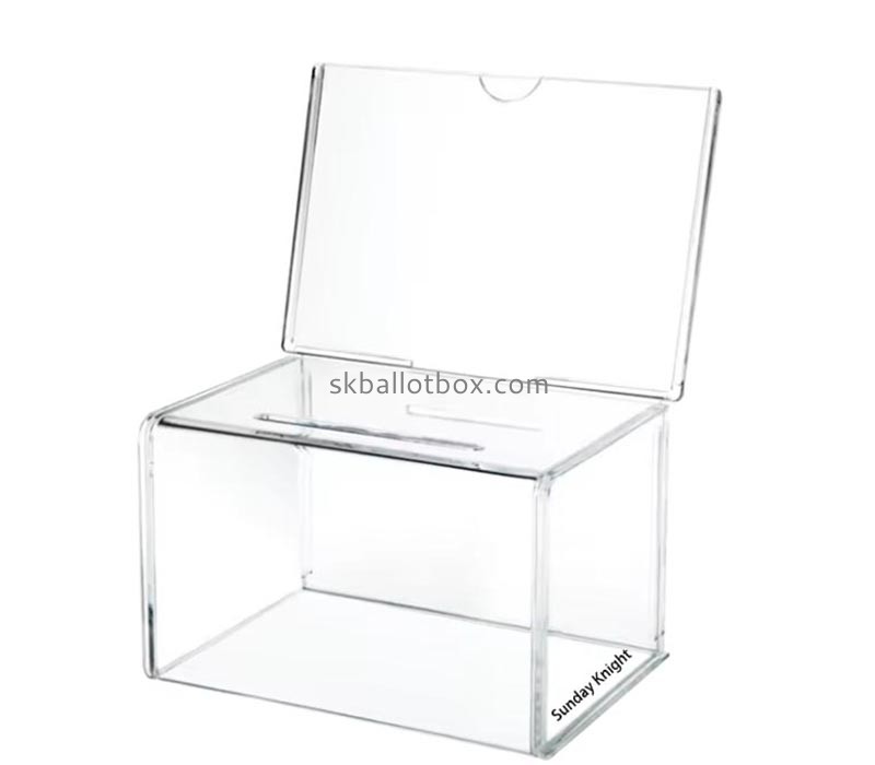 Custom wholesale acrylic donation box with insert sign holder DB-234