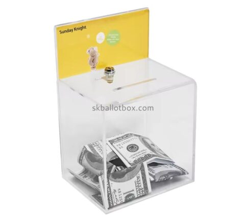 Custom wholesale acrylic money box with sign holder DB-233