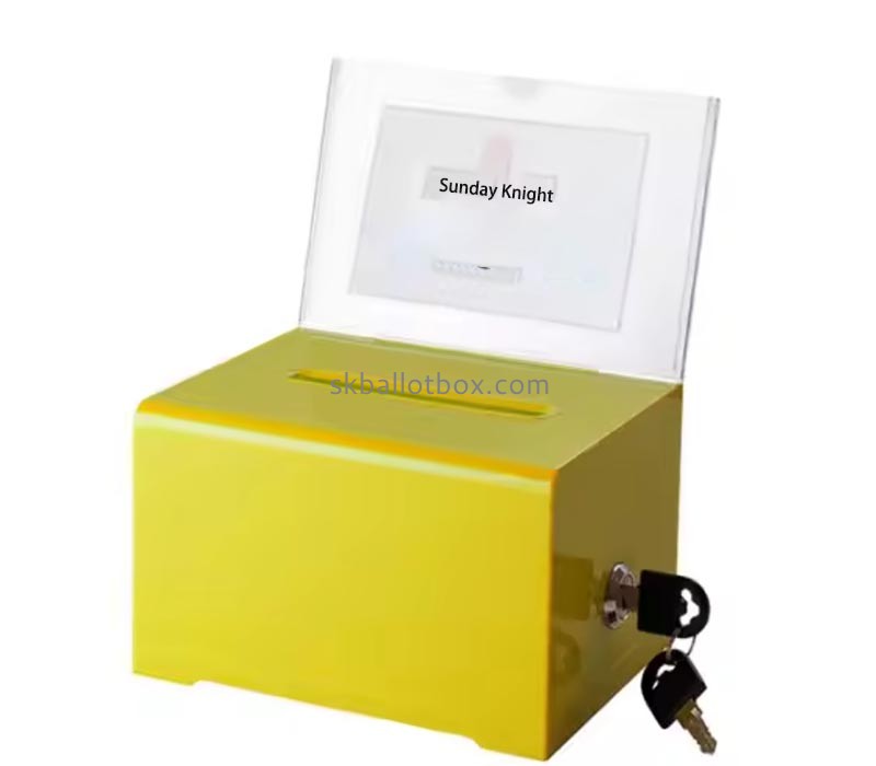 Custom wholesale acrylic suggestion box with insert sign holder SB-206