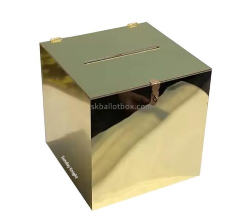 Custom wholesale gold mirrored acrylic suggestion box SB-202