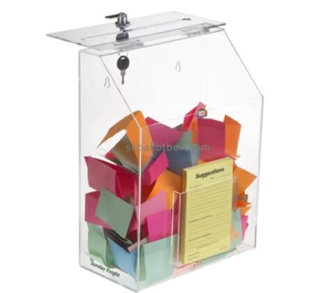 Custom wholesale acrylic suggestion box with notepad holder SB-200