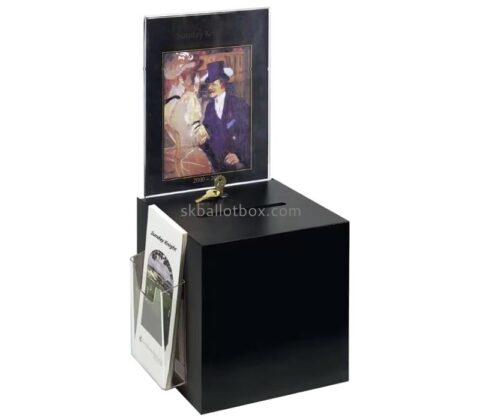 Custom wholesale acrylic voting box with brochure holder BB-2998