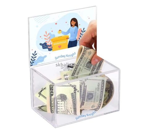 Custom wholesale acrylic lockable charity box DB-231