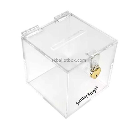 Custom wholesale acrylic donation box with lock key DB-227