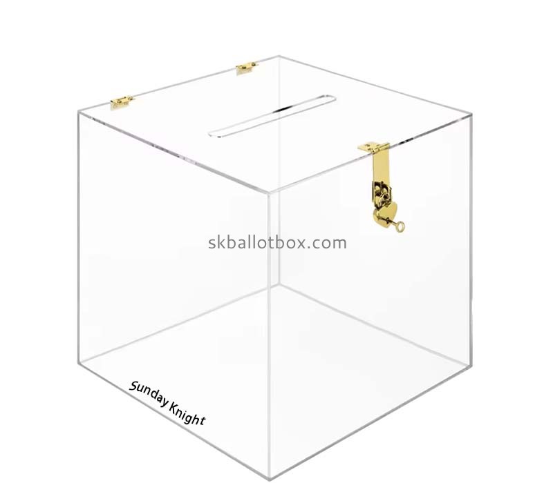 Custom wholesale acrylic chartiy collection box with lock DB-225