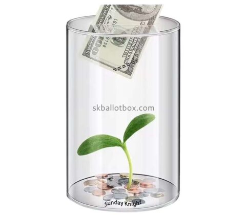 Custom wholesale acrylic round money collection box DB-224