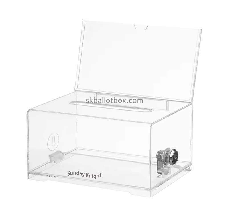 Custom wholesale acrylic charity box with sign slot DB-219