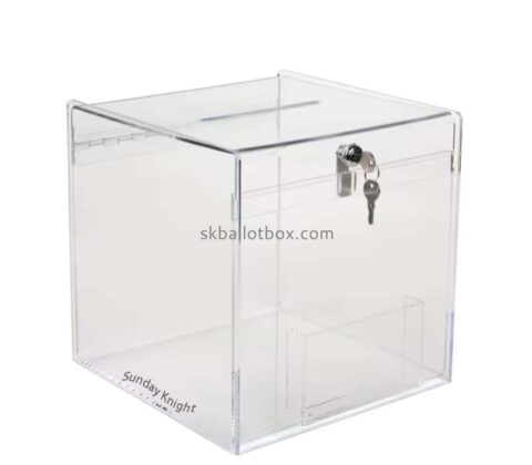 Custom wholesale acrylic lockable charity collection box DB-217