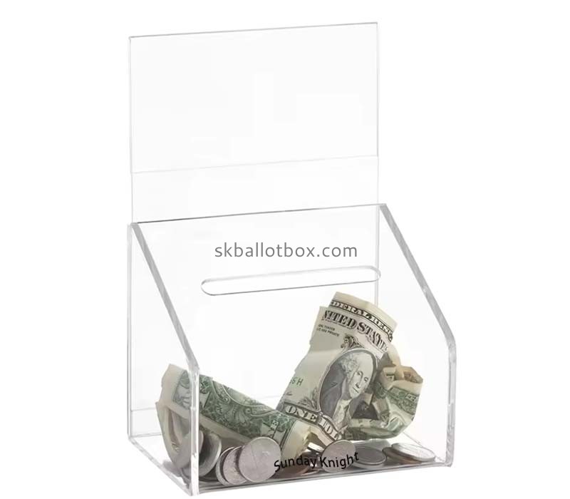 Custom wholesale acrylic money collection box DB-216