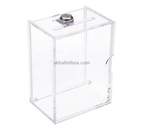 Custom wholesale acrylic lockable vote box with insert sign holder BB-2982