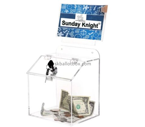 Custom wholesale acrylic lockable money donation box DB-210