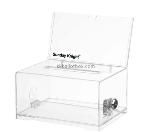 Custom wholesale acrylic suggestion box with sign holder SB-176