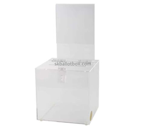 Custom acrylic election collection box with sign slot lock key BB-2965