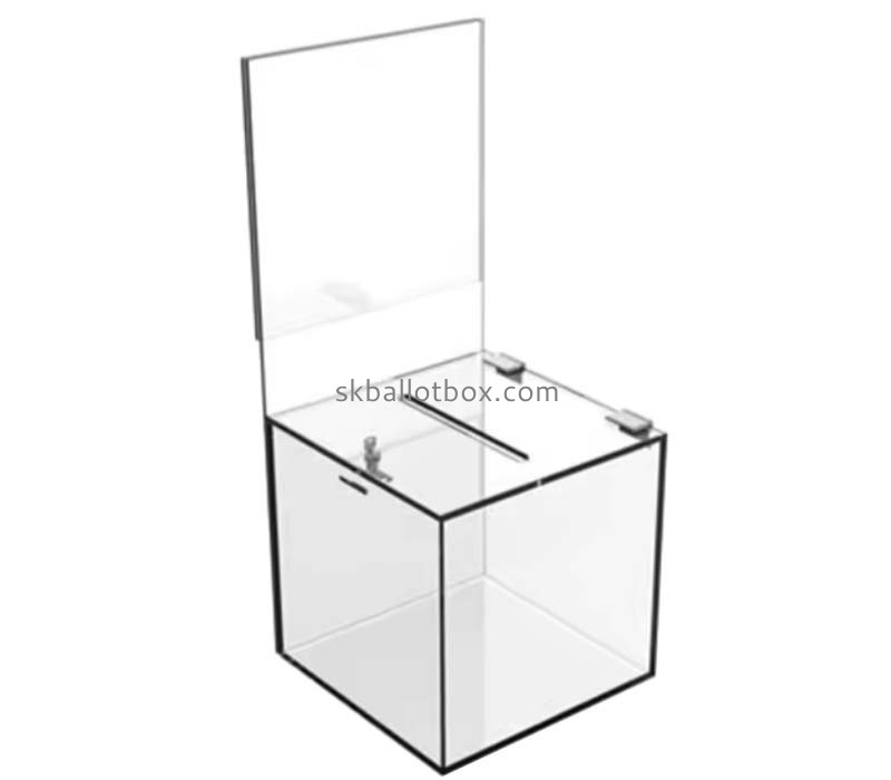 Custom acrylic ballot collection box with sign slot lock key BB-2962