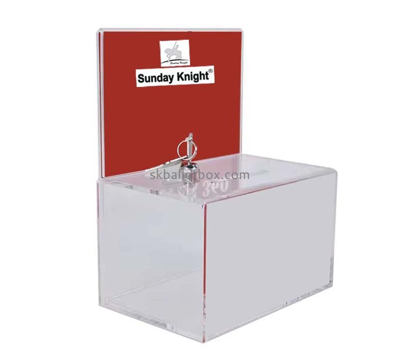 Custom acrylic donation collection box with slot DB-199