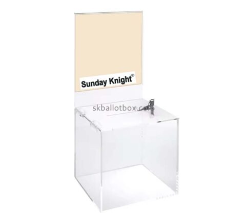 Custom acrylic donation box with slot lock key DB-186