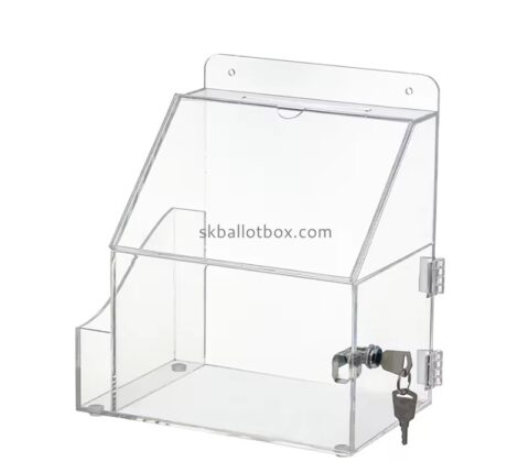 Custom acrylic wall mounted vote box with pamphlet holder BB-2943