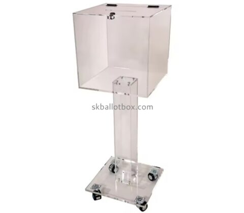 Custom acrylic floor standing ballot box with wheels BB-2937