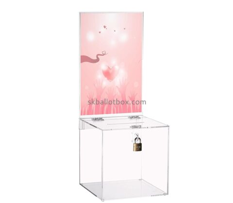 Custom acrylic charity collection box with slot DB-166