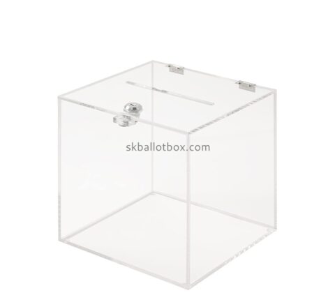 Custom clear acrylic charity box with lock & keys DB-158