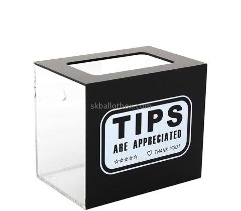 Custom plexiglass tip collection jar for restaurants DB-155