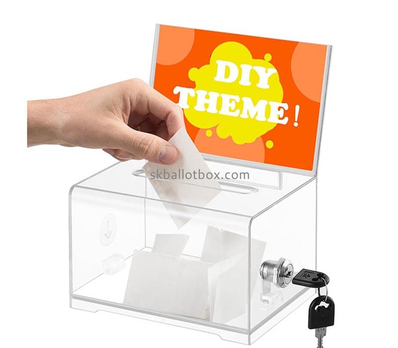 Plexiglass display manufacturer custom acrylic comment box with locker SB-125