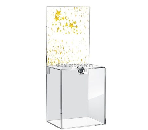 Perspex item manufacturer custom plexiglass ballot box with lock sign holder BB-2918