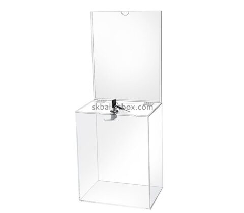 Perspex products manufacturer custom acrylic ticket box with lock slot BB-2916