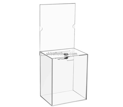 Acrylic item supplier custom plexiglass money box with sign holder DB-151