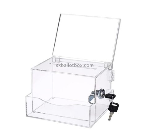 Plexiglass boxes manufacturer custom acrylic ballot box with business card holder BB-2905